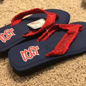 Platformed St. Louis cardinals flip flops